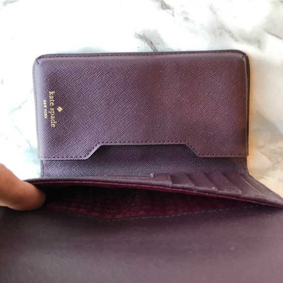 Kate Spade Plum Purple Phone Wristlet Wallet Purse Detachable Wristband Loop - Picture 10 of 15